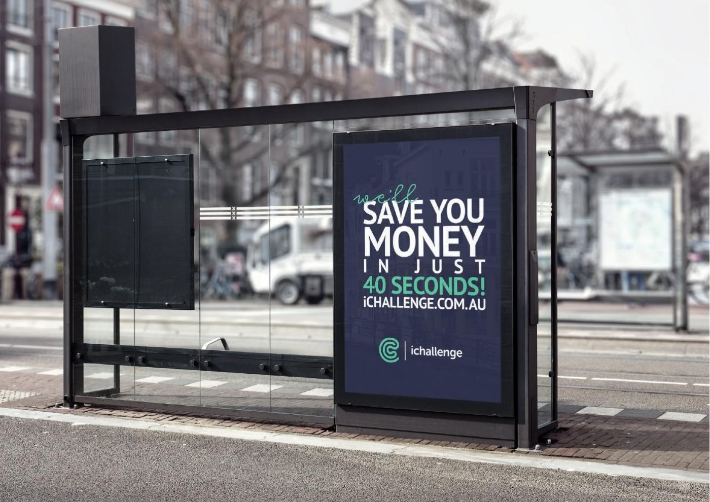 iChallenge street campaign — bus stop advertising